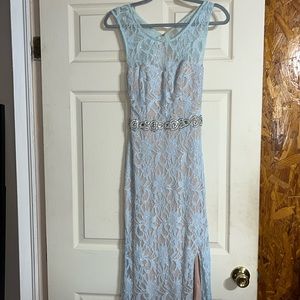 Prom dress-baby blue/nude sparkle